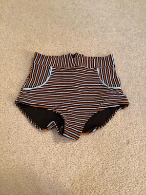 Anthropologie Seea Georgia High Waisted Bikini Swimsuit Bottoms Orange Striped M